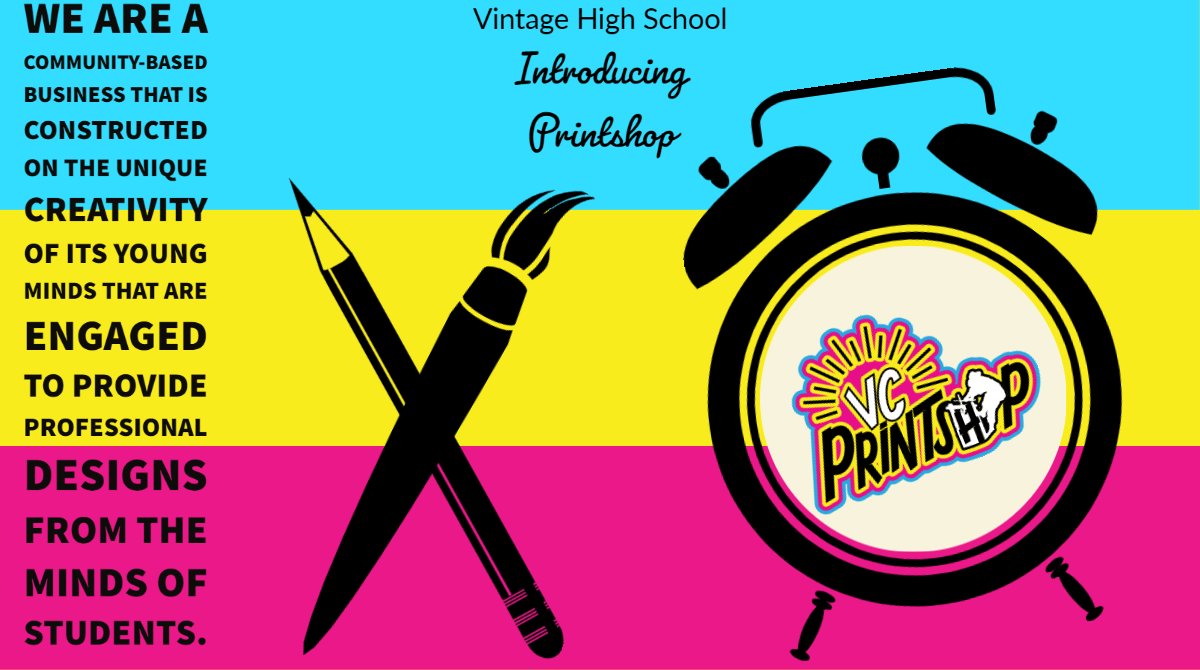 Welcome to Printshop, we look forward to interacting with you this year, please DM us with any questions.

 #Enterprise #Printshop #VintageHS #Napa #NapaValley #HSGraphics #GraphicDesign #Youth #Success #YoungDesigners #NorCal #Community #Gratitude #Motivation #HowCanWehelp #Art