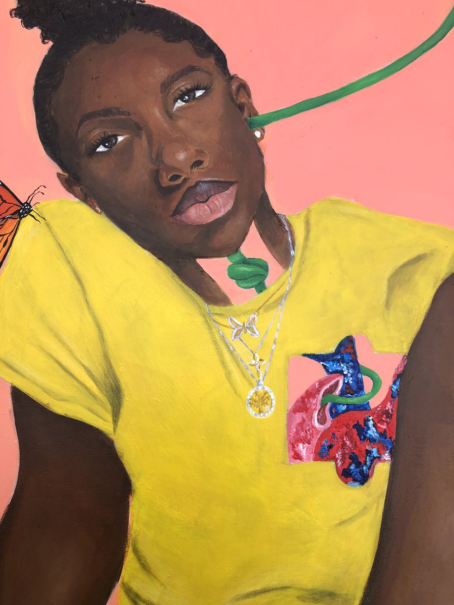 __JLDN's tweet photo. “untitled/self portrait” (2020). 
acrylic on canvas. 
30 x 40 inches. 🦋 https://t.co/kTHgpbA6IB
