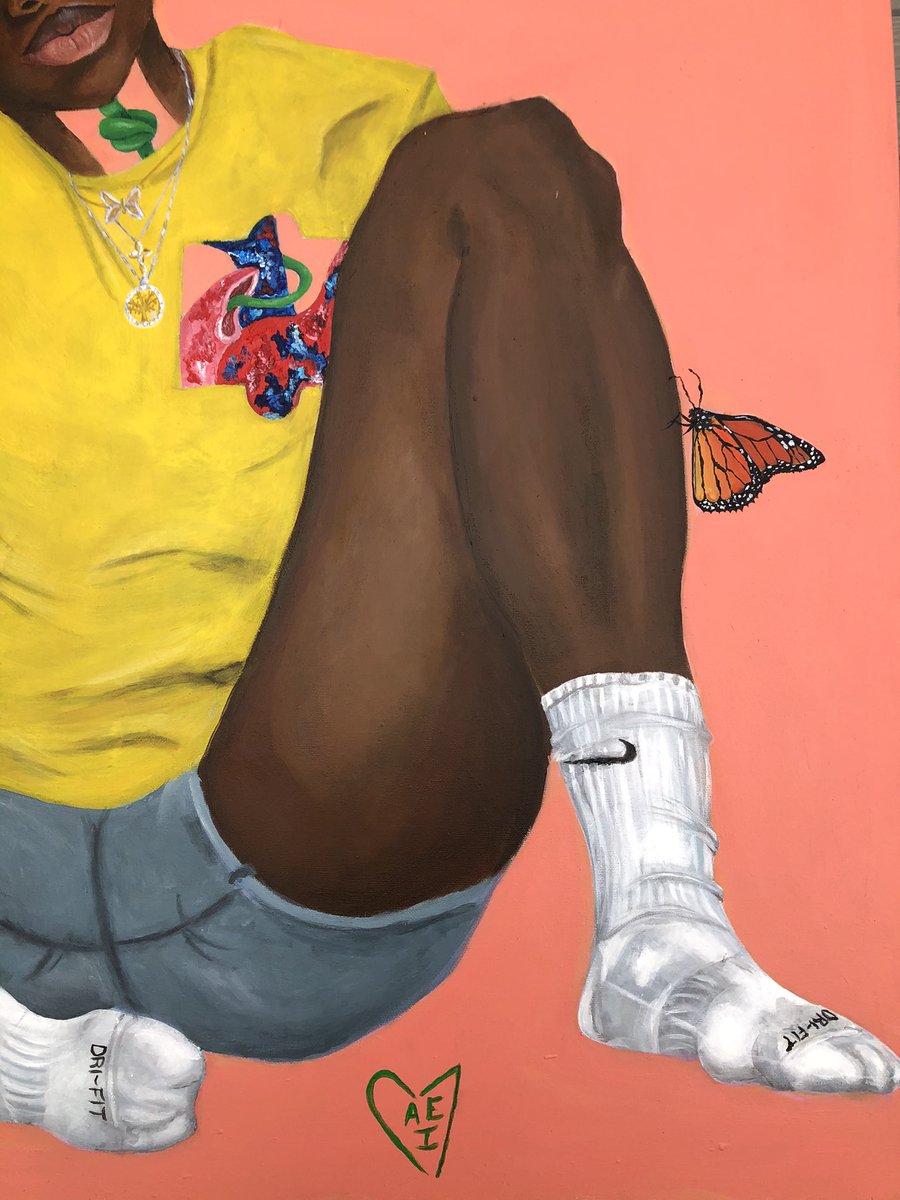 __JLDN's tweet photo. “untitled/self portrait” (2020). 
acrylic on canvas. 
30 x 40 inches. 🦋 https://t.co/kTHgpbA6IB