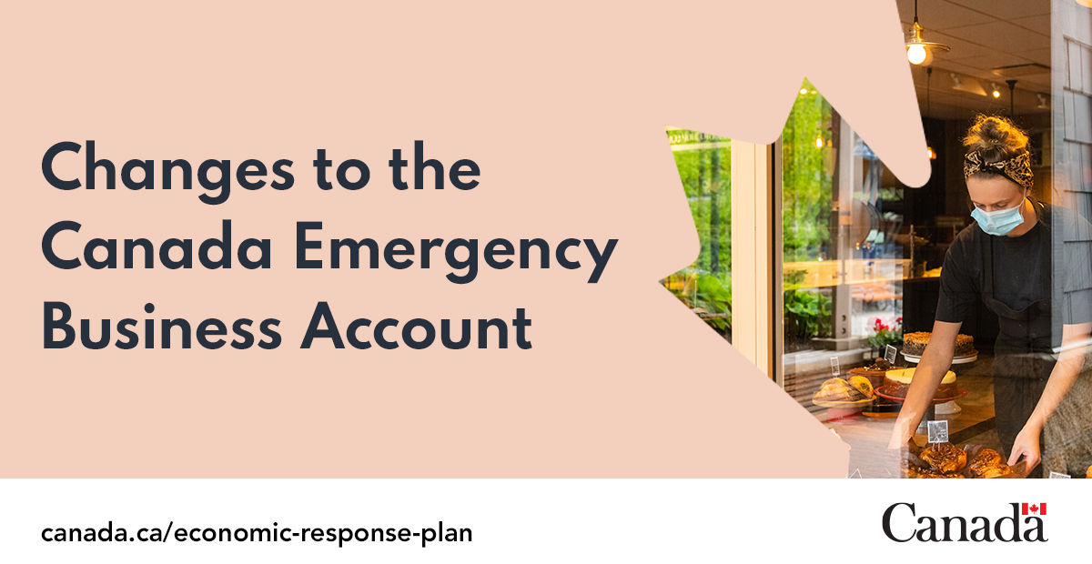 FinanceCanada's tweet photo. The Canada Emergency Business Account (#CEBA) will be available to businesses that have been operating out of a non-business banking account.

Full details on today’s announcement: https://t.co/PJr5j3PEyN #COVID19 https://t.co/YgUqjQSmHk