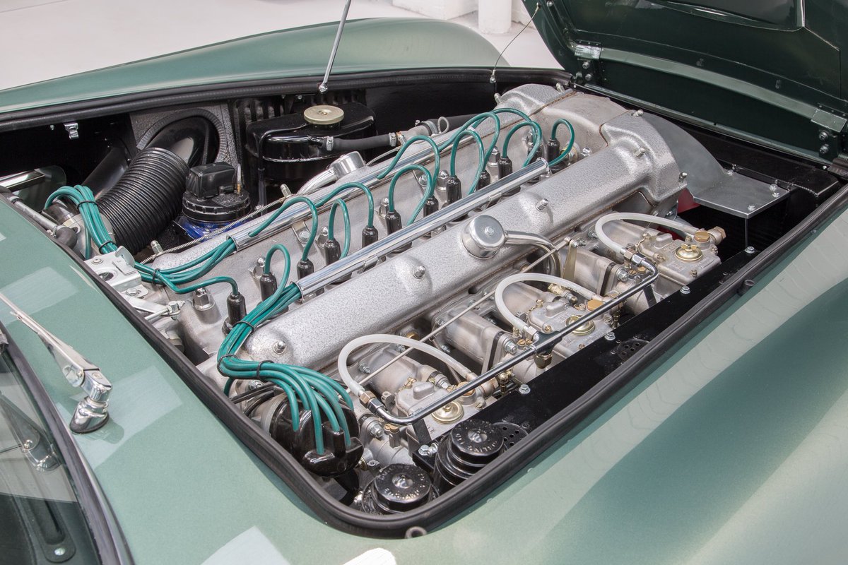 This 1960 Forest Green Aston Martin DB4GT was fully restored by Aston Engineering and is now featured on our website. Sitting on Borrani wire wheels, this de-bumpered fast road car looks absolutely stunning. Take a look at the restoration images: astonengineering.co.uk/projects/aston… #db4gt
