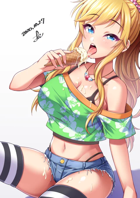 【skeb】アイスをおいしそうに食べる大槻唯ちゃん😋 https://t.co/Kc1bop3AL5 