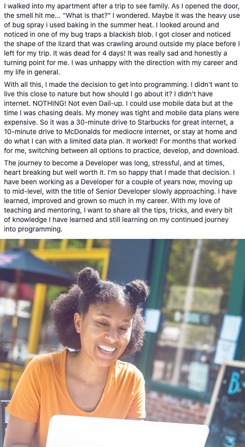 Loiscodes's tweet photo. Learn my story! https://t.co/qtcymop5Ub
#lizardfreelife #ihaveinternetnow #loiscodes #shecodes #ladyprogrammer #codenewbie #womenwhocode #hactoberfest #webdev #techcommunity #teachingandmentoring #freecodecamp #selftaughtprogrammer #youliveyoulearnyouupgrade #careerchanger https://t.co/5wxYgAJuwI