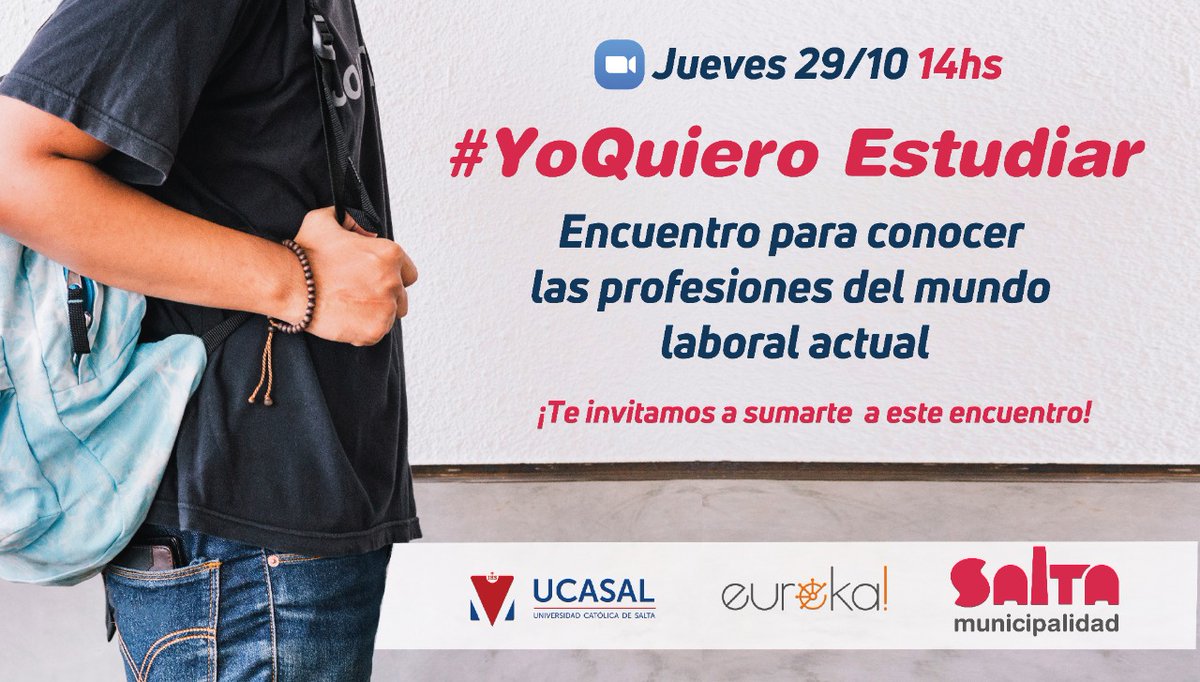 AgenciaSaltaDep's tweet photo. #YoQuieroEstudiar 📚

Si estás pensando en estudiar te invitamos a sumarte! 💡

Junto a @UcasalOficial  y @eurekaov estamos organizando este encuentro.

Jueves 29/10 📅
14hs vía ZOOM. 💻📲

✅ Inscripción:
https://t.co/21sU8QY7gp https://t.co/AyRkbVjuxC