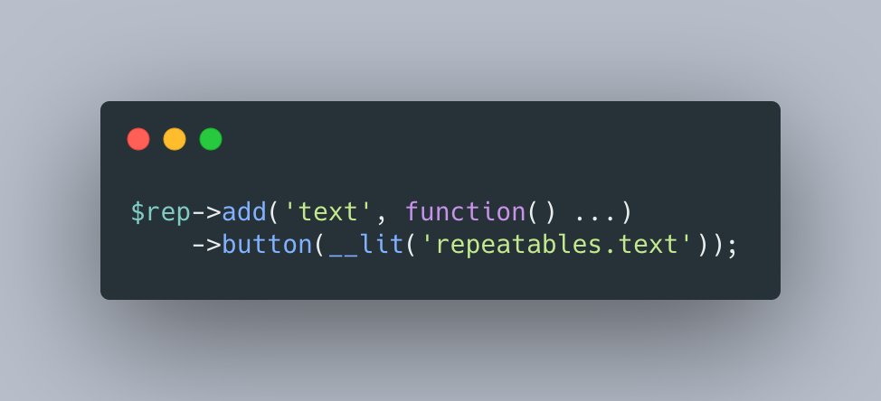 litstack_io's tweet image. You can now customize the add button for a repeatable in a block field.

Tipp: Use this to translate your button text.
