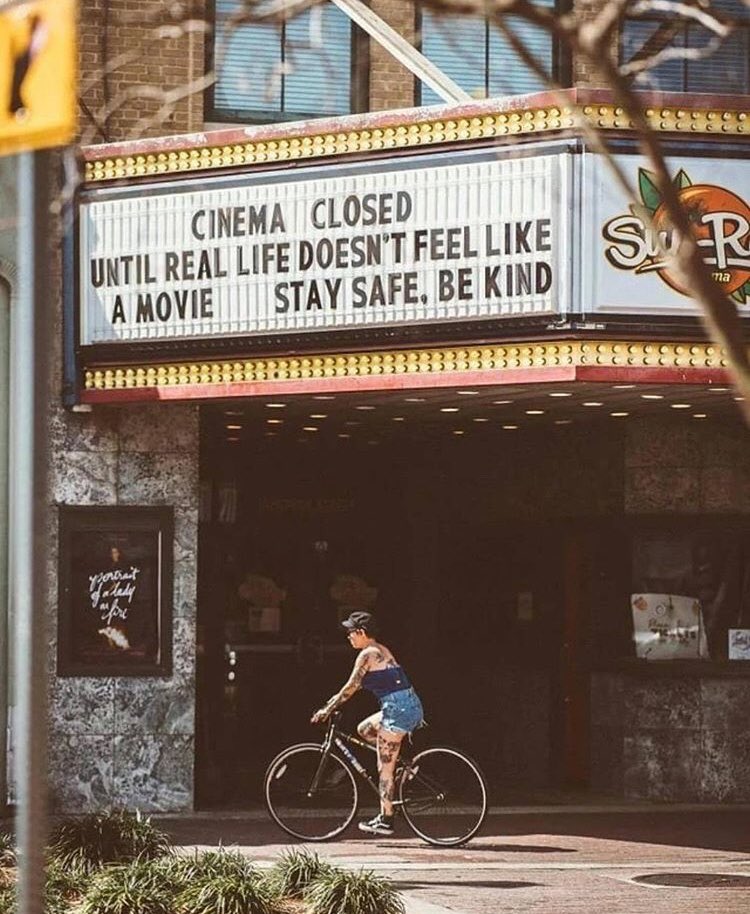 Thrillscape_'s tweet photo. "Cinema closed until real life doesn't feel like a movie. Stay safe. Be kind."
📸 Seth Langer 

#Cinema #Coronavirus #CoronavirusOutbreak #Lockdown #SocialDistancing https://t.co/lTdOUQo0ZD