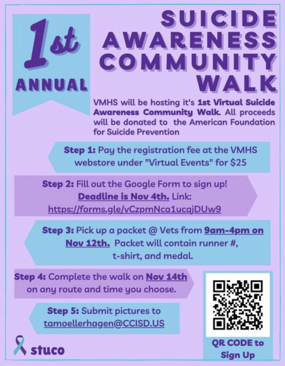 Just a couple of friendly reminders! 
- Thursday is the last day to donate to Socktober drive for the homeless
- There’s a little over a week to sign up for our 1st Suicide Awareness Walk! All proceeds will go to the American Foundation for Suicide Prevention