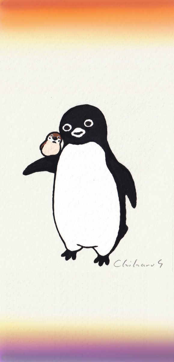 さかざきちはる ぴーちゃんと私 2刷が発売中 秋色の壁紙を作ってみました 大好きなペンギンとスズメちゃん ペンギン百態