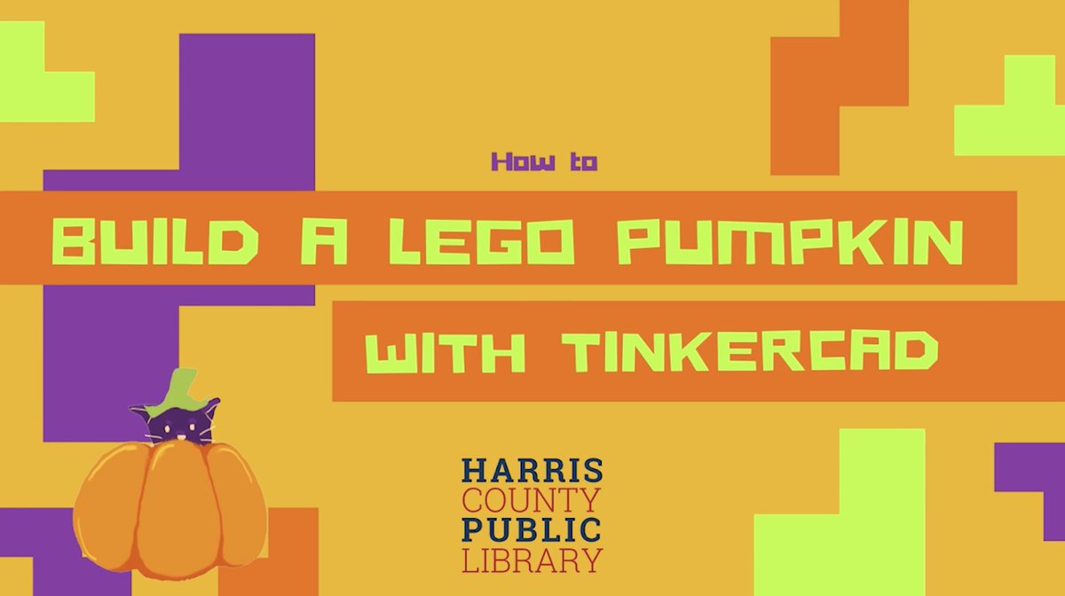 harriscountypl's tweet photo. Today we are going to be learning a cool new tool for building with legos, as we construct a Lego Jack-O-Lantern using Tinkercad! Let us know what you create by posting to our facebook page or tagging us on instagram with the hashtag #HCPLmadeit https://t.co/jK2uN4wuuP https://t.co/qASRg3gz1u