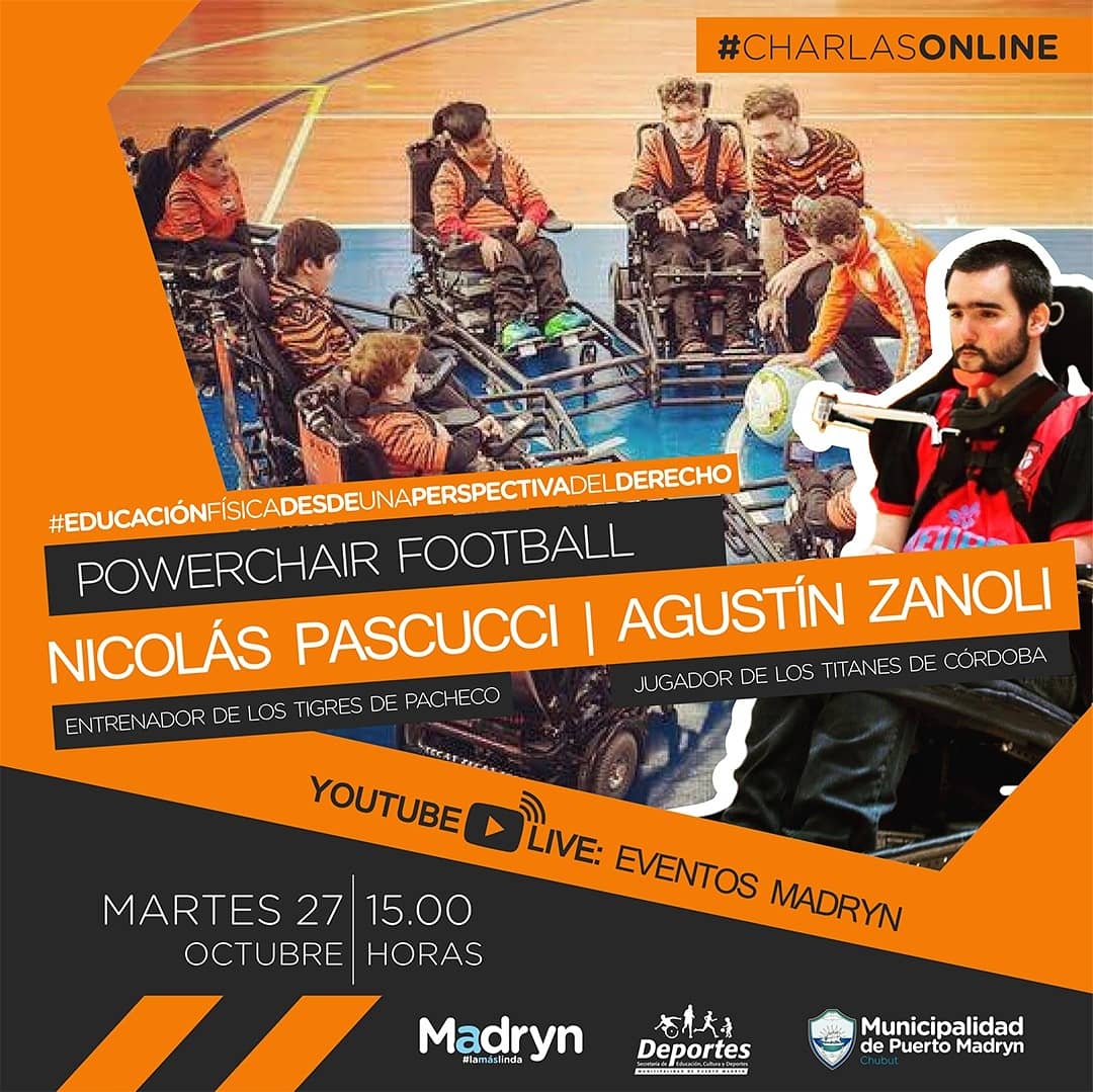 deportemadryn's tweet photo. #Madyn #AprendéDesdeCasa
CONTINÚA EL CICLO DE CHARLAS 🗣👇
▶ Martes 27 de Octubre a las 15 horas, bajo el eje de #EducaciónFísicaDesdeUnaPerspectivaDeDerecho. Se denomina “Powerchair Football” y estará a cargo de Nicolás Pascucci y Agustín Zanoli. https://t.co/xQ8OP7X0ln