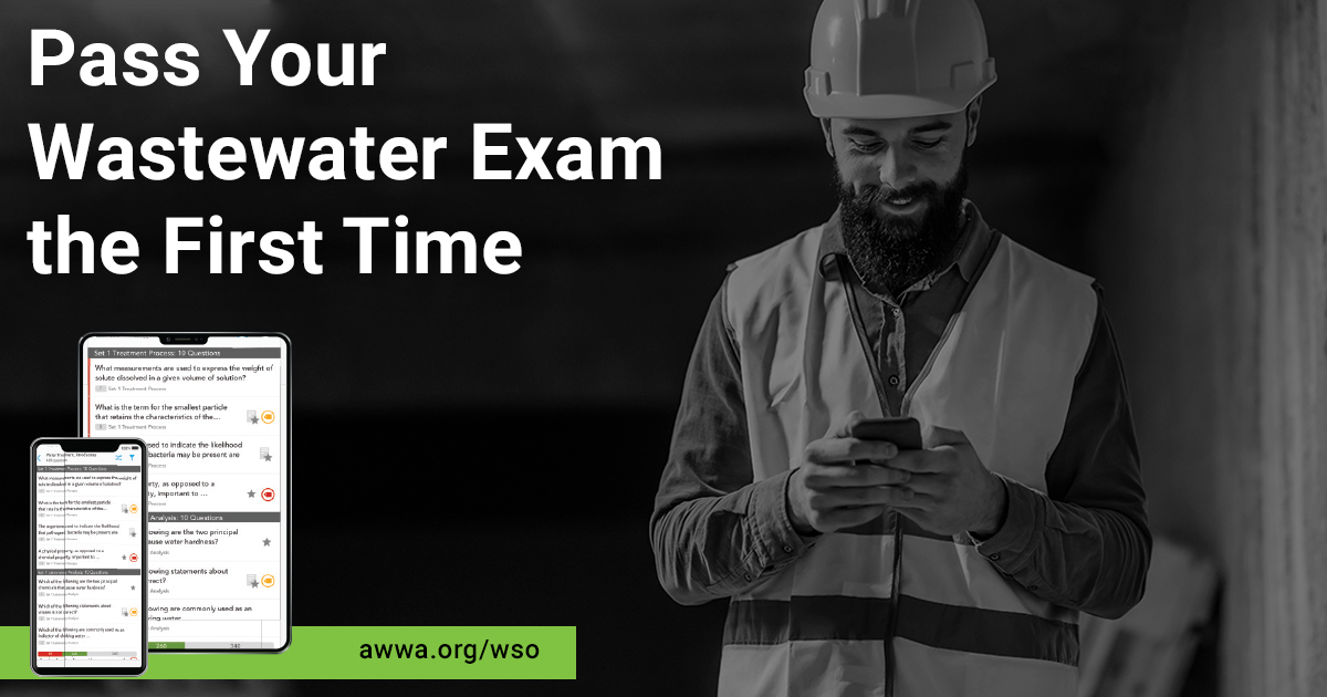 awwa's tweet photo. Get the new AWWA Wastewater Operator Certification Exam Prep Book. It includes 500+ practice questions and answers so that you can take your wastewater operator certification exam with confidence. https://t.co/qXzdCqOu7n #WaterNeedsOperators #WSO https://t.co/BHZ5SiF1oE