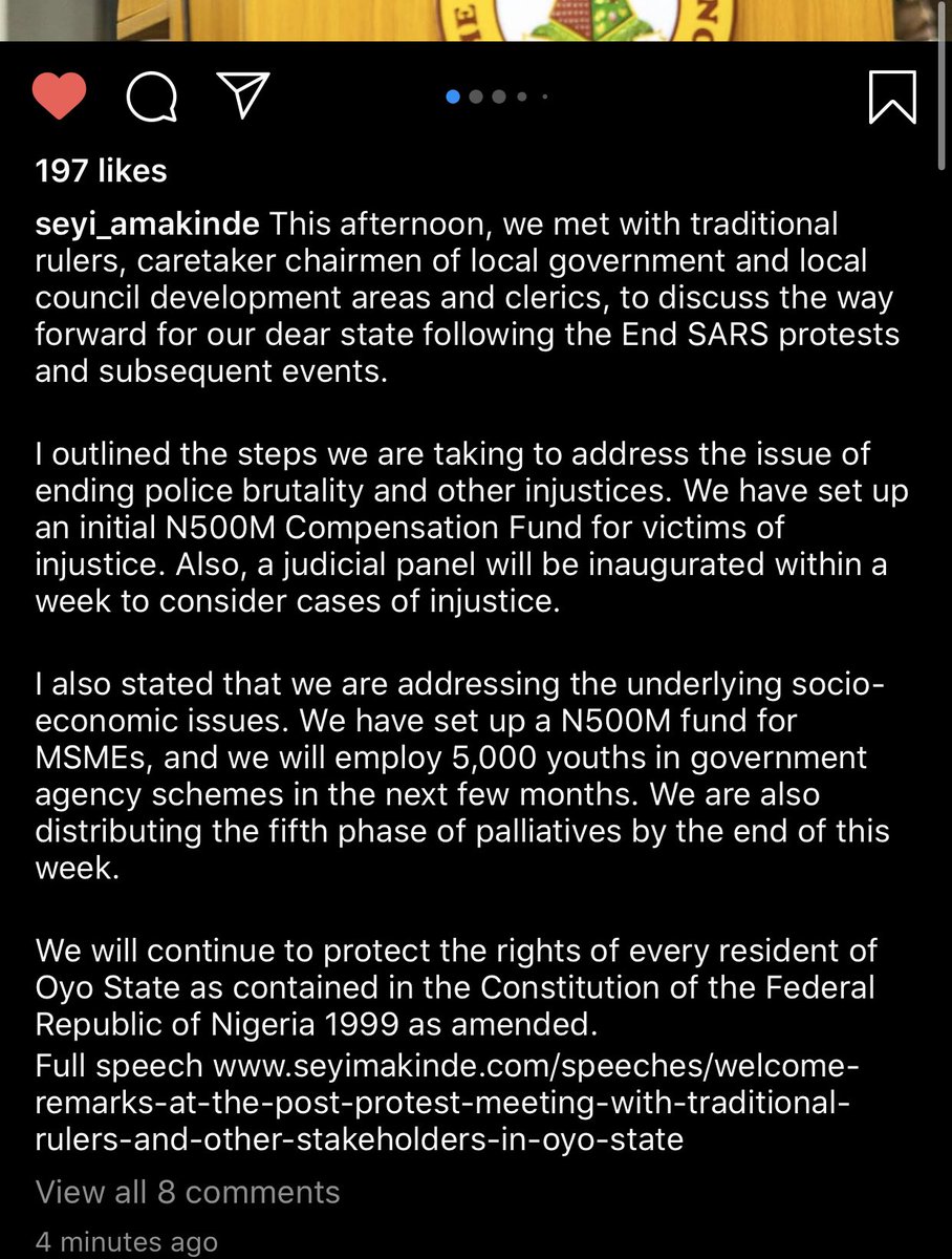 theMachoMan15's tweet photo. Meanwhile new movement in Oyo state, speech from the state Governor @seyimakinde
#constitutionalmoment #MoneybyGueke #LetterToNeo #SendaDM #endinjustice #Fashola #FasholaChallenge #GenerationXEndsars #ARISENews #Thenbc https://t.co/FlXwW092T7
