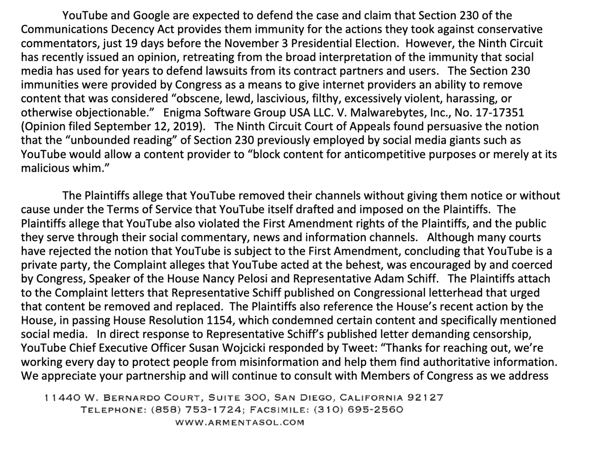 Perpetualmaniac's tweet photo. Breaking news!

Armenta &amp; Sol files EMERGENCY INJUNCTION AGAINST @YOUTUBE to stop the purge.

This lawsuit was crowdfunded by YOU, through https://t.co/i50q0FIZsB 

@X22Report @SGTreport @JustInformU @99freemind @Redpill78 @westall_sarahw @intheMatrixxx... https://t.co/pQX4hFzsrW