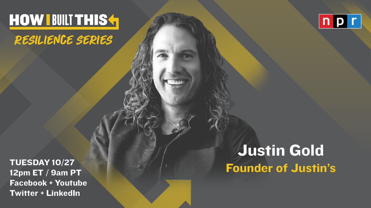 guyraz's tweet photo. Justin Gold is the founder of @Justins a brand known for its nut butter and dark chocolate peanut butter cups. He joins us tomorrow for #hibtlive! Tune in here at 9 AM Pacific / 12 PM Eastern https://t.co/jwc8pvHXUW