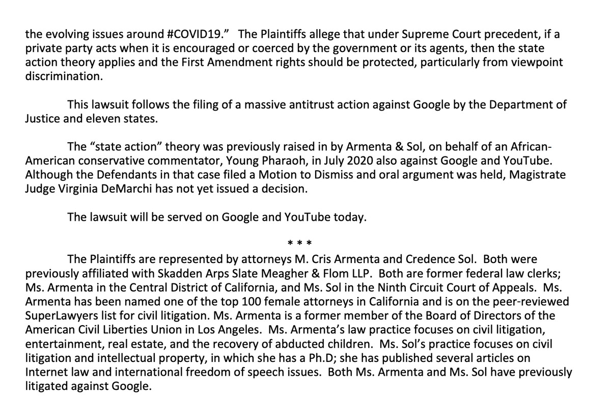 Perpetualmaniac's tweet photo. Breaking news!

Armenta &amp; Sol files EMERGENCY INJUNCTION AGAINST @YOUTUBE to stop the purge.

This lawsuit was crowdfunded by YOU, through https://t.co/i50q0FIZsB 

@X22Report @SGTreport @JustInformU @99freemind @Redpill78 @westall_sarahw @intheMatrixxx... https://t.co/pQX4hFzsrW