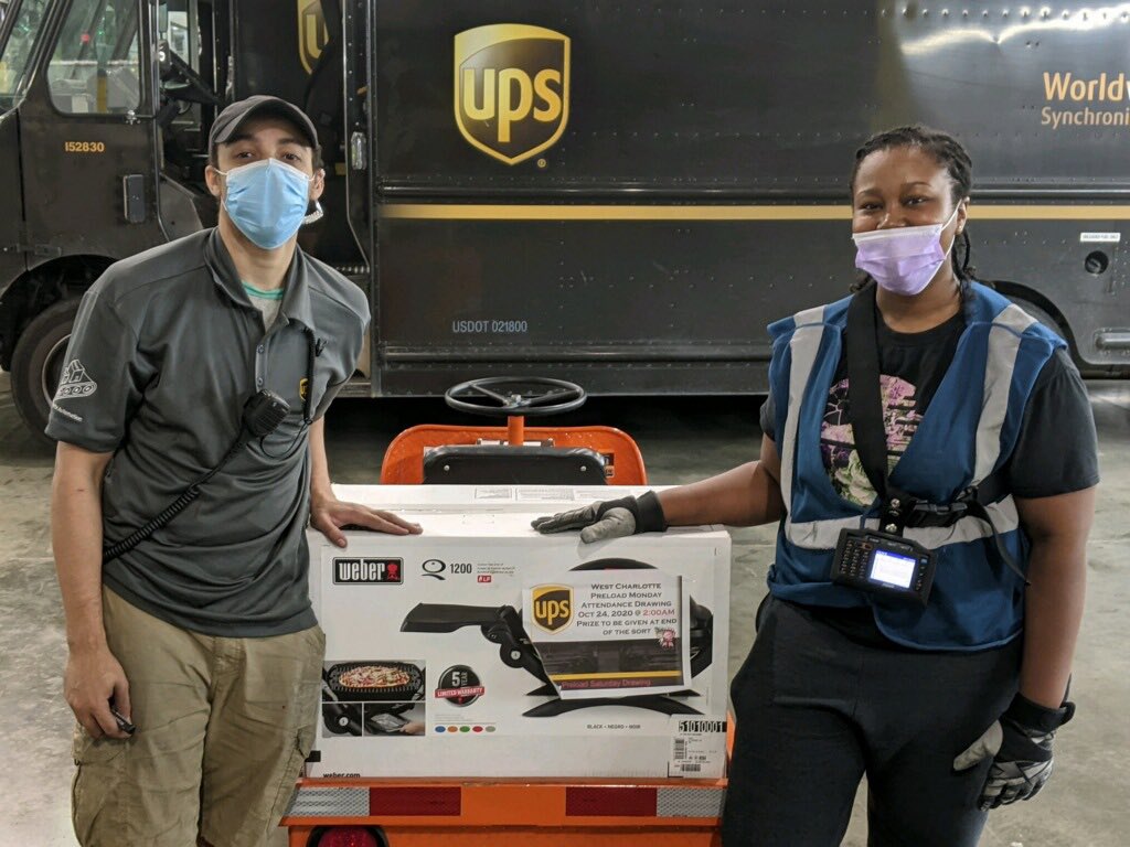 WCHNCPreload's tweet photo. Congratulations to Carrie Bradshaw for winning a new grill in this week’s attendance raffle! Thank you Carrie for your hard work and dedication #NCstandards #TogetherWeAreUPS https://t.co/2uMZ9uDWop