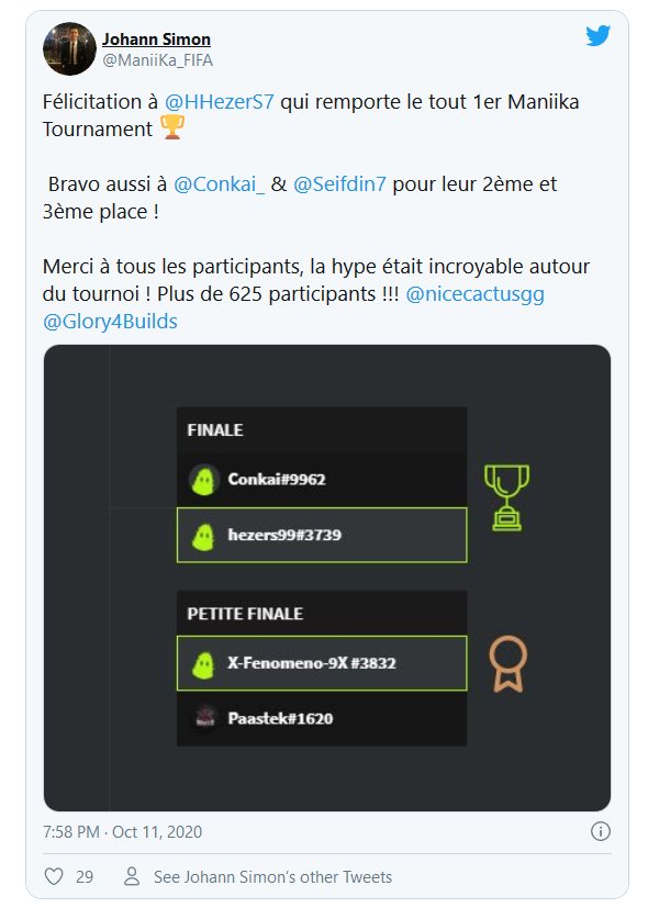 WSS_Ga's tweet photo. ⚽ #FIFA21 ⚽
Félicitation a @Seifdin7 pour sa 🥉ème place au tournoi organisé par @ManiiKa_FIFA via @nicecactusgg.
Grosse prestation parmi plus de 625 joueurs.
#WSSArmy 🤡 https://t.co/xmF17GQojJ