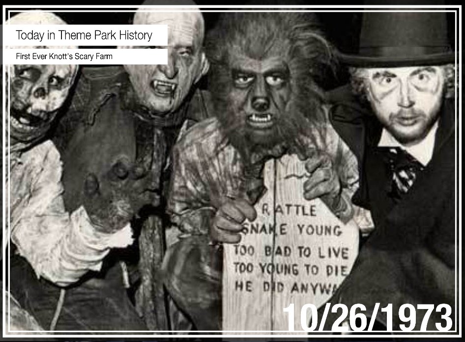 On this day in theme park history: Knott's Berry Farm celebrated the opening night of their very first 1973 Halloween Haunt, today known as "Knott's Scary Farm."