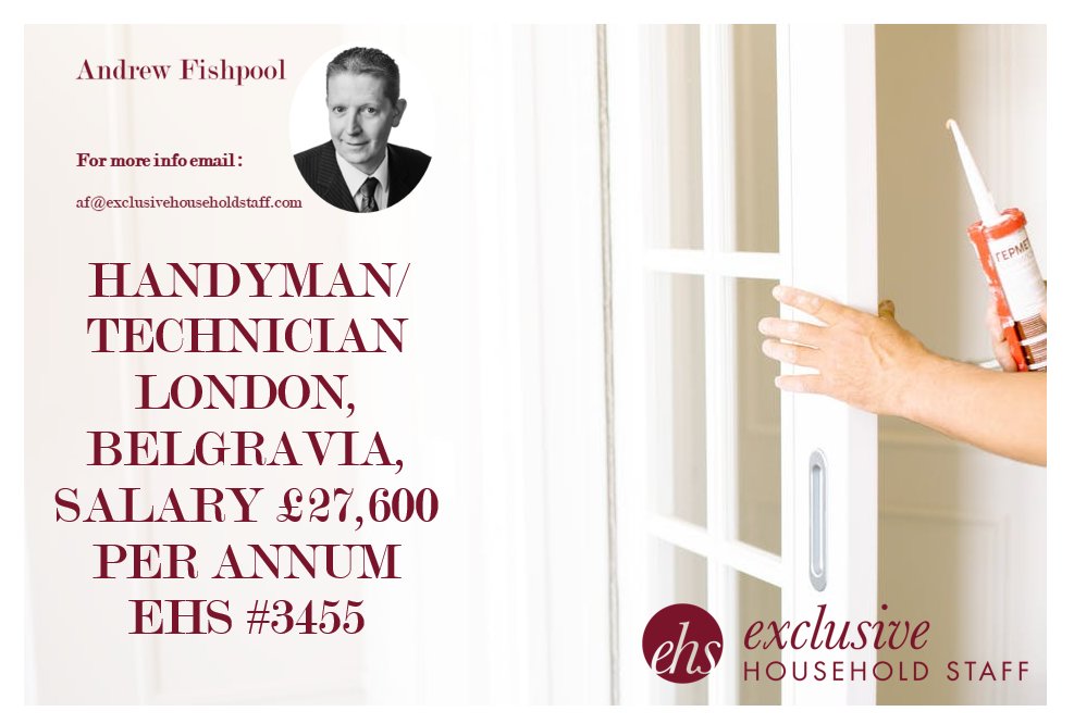 Handyman / Technician role
For more info visit :
https://t.co/GfmoYZ4PcI
#handyman #technician #fix #solve #build #secure #ideas #balgravia #London #ehs #staff #household #team #work #newrole #experience #home #house #inside #outside #knowlege https://t.co/FmVDaNW5gy