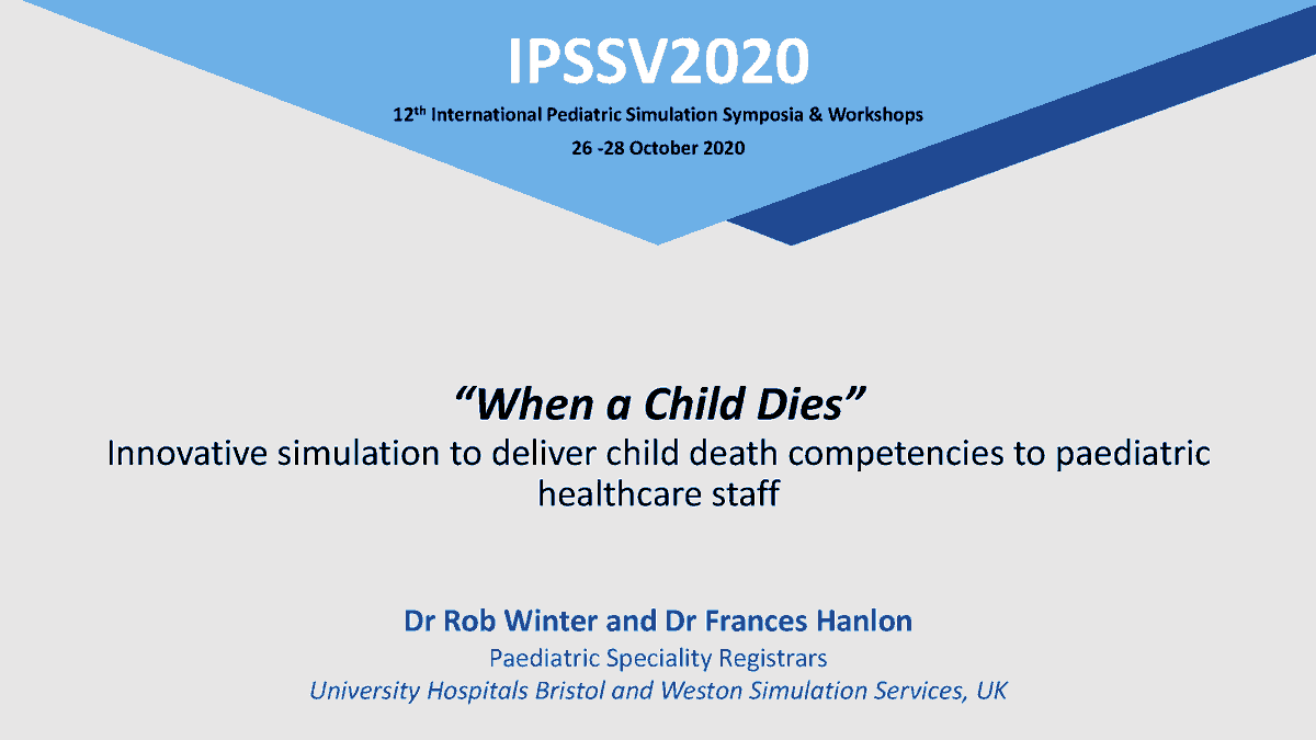 hanlonfl11's tweet photo. Tune into #IPSSV2020 'Oral Themed Session 1: Innovation' at 13:15 and 20:00 EDT to hear myself and my colleague Rob Winter talk about an innovative new sim course delivering child death competencies to paeds staff. @UHBWSimulation
#innovativesim #simulatetoeducate #paedssim https://t.co/WlhYIwB8HJ
