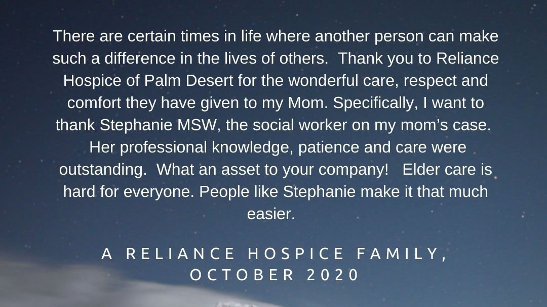 Reliance Hospice on Twitter "We are so happy that we could be there to