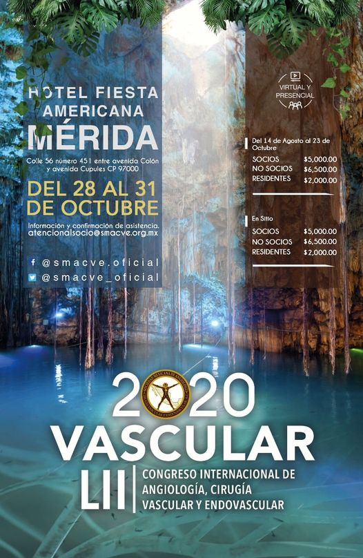 smacve_oficial's tweet photo. ¡Encuentra aquí todos los detalles del LII Congreso Internacional de Angiología, Cirugía Vascular y Endovascular #Merida2020
✅ Información General
🔸 Link de Registro: https://t.co/wgfOKN52le
✅ Profesores Internacionales https://t.co/WUVfpMu5cs