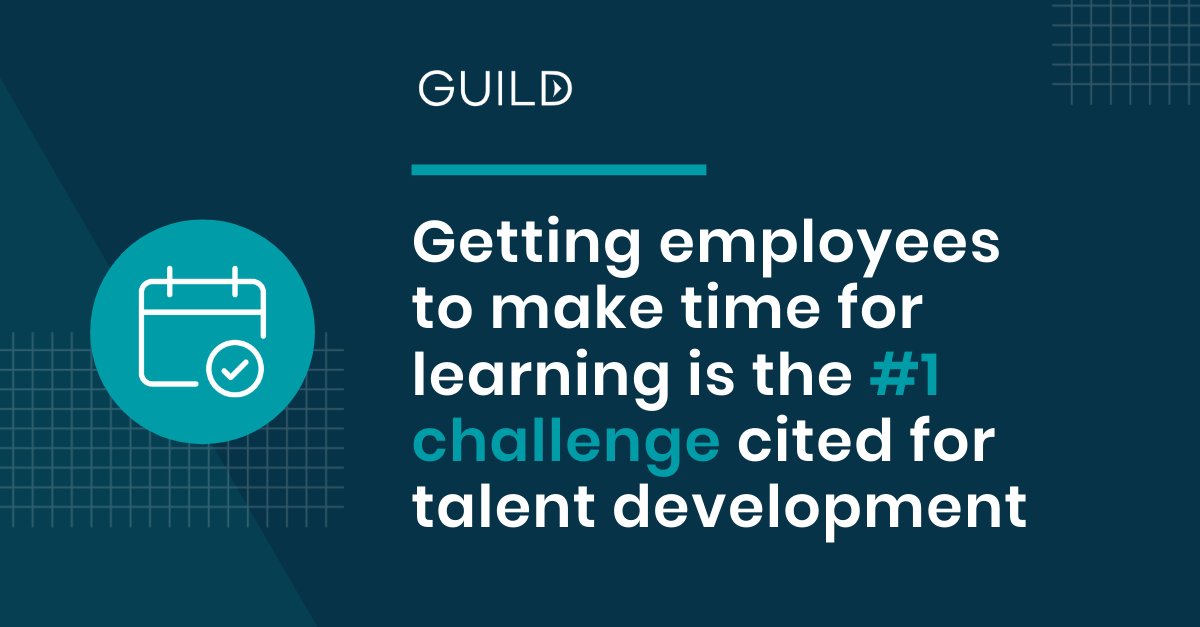 GuildEducation's tweet photo. .@LinkedIn’s Workplace Learning Report reveals that getting employees to make time for learning is the biggest challenge cited as a barrier to developing talent. #LearningandDevelopmentMonth https://t.co/YIdnqQ5S8i