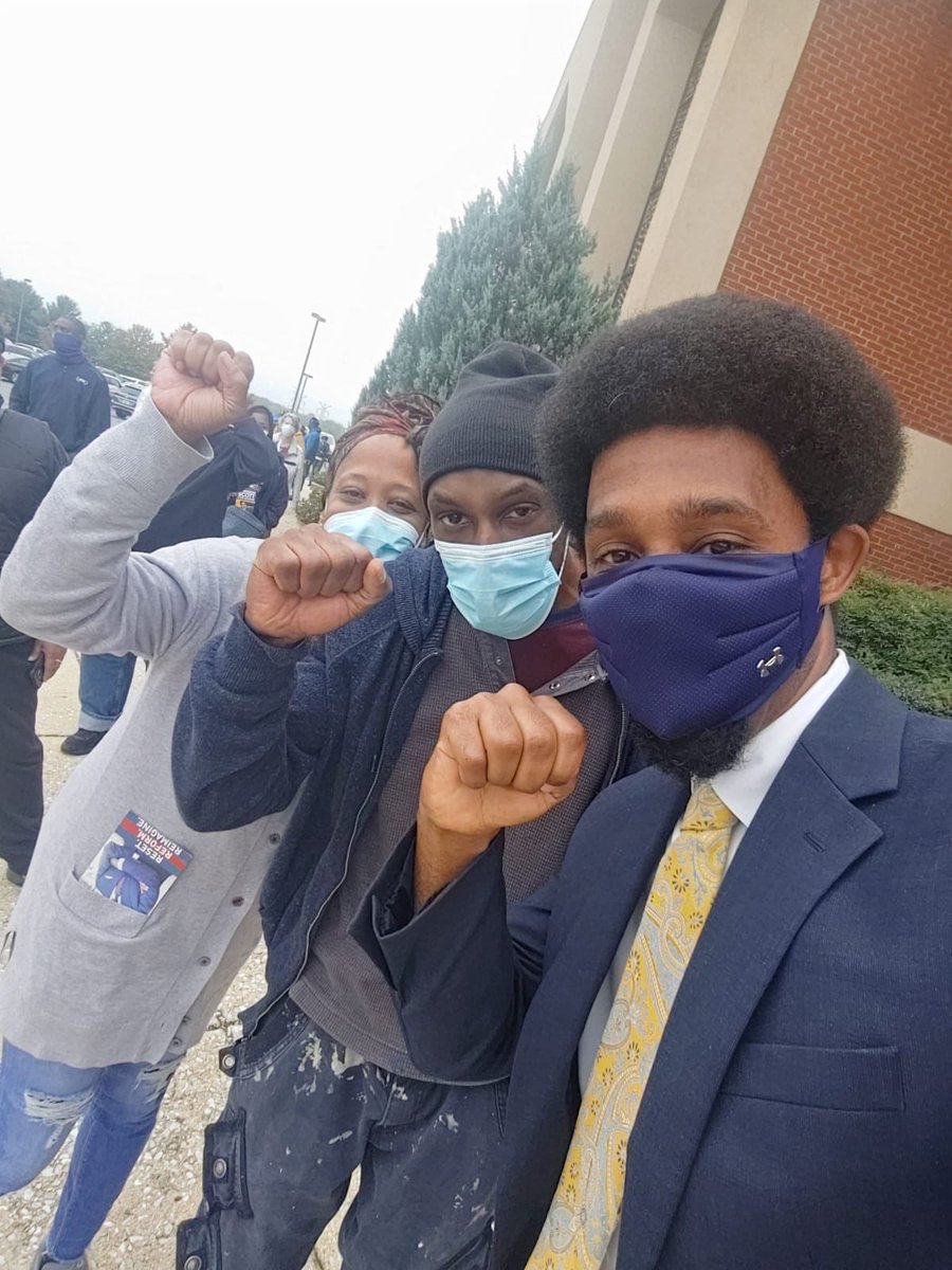 MayorBMScott's tweet photo. Out at the polls on this first day is Early Voting! Despite the long lines at polling sites all across our city, people are in good spirits and determined to make their voices heard in this historic election. #BrandonForBaltimore #ANewWayForward https://t.co/ggQ6pObJni