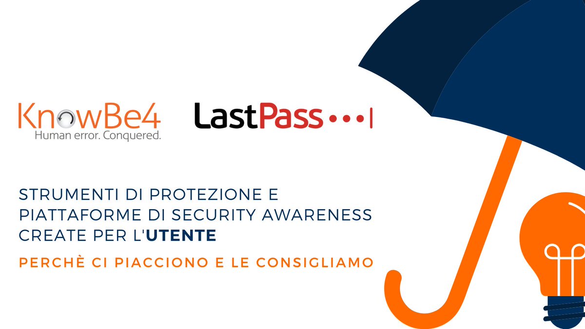 Alle aziende che ci chiedono una #soluzione smart per proteggere l’attività quotidiana dei propri colleghi ed accrescere la cultura della #sicurezza informatica interna, suggeriamo alcuni strumenti: <a href="/KnowBe4/">KnowBe4</a> <a href="/LastPass/">LastPass</a> Per maggiori info e dettagli tecnici: info@intuity.it