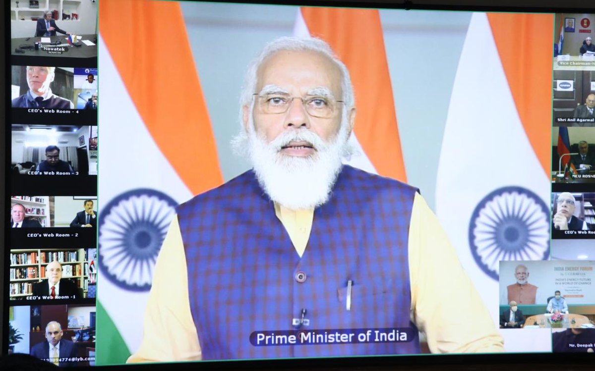 Joined PM Shri @narendramodi’s interaction with global oil & gas CEOs and experts on the sidelines of the #IndiaEnergyForum. Invited global CEOs to explore greater engagement in India’s energy transition and also become partners in India’s exciting growth story. #PMAtCeraWeek https://t.co/szi2EcY3jV