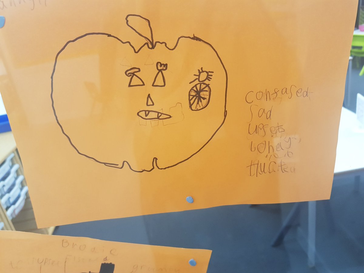 MissPhilip19's tweet photo. P3 have been expanding our emotional vocabulary using @EmotionWorksCIC. We have picked 5 synonyms to describe our pumpkins emotion. https://t.co/HW8NI68TnY
