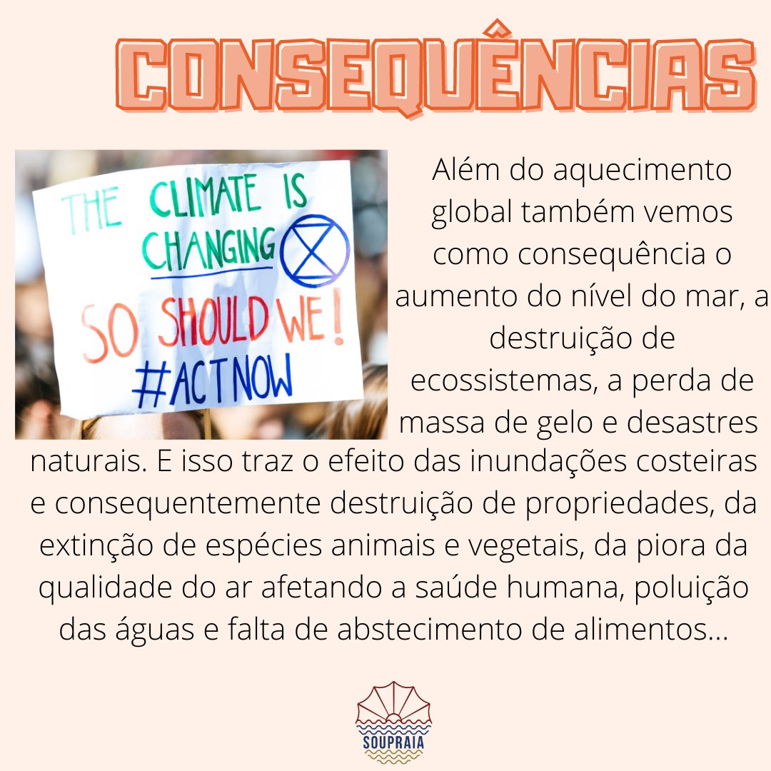 SouPraia's tweet photo. 🌎 DIA MUNDIAL CONTRA AS MUDANÇAS CLIMÁTICAS 🌍  Sábado, dia 24 de outubro, foi comemorado o Dia Mundial Contra as Mudanças Climáticas (International Day of Climate Action). É um dia importante não só para relembrarmos as consequências das mudanças climáticas, ... https://t.co/oVDV1DSZWN