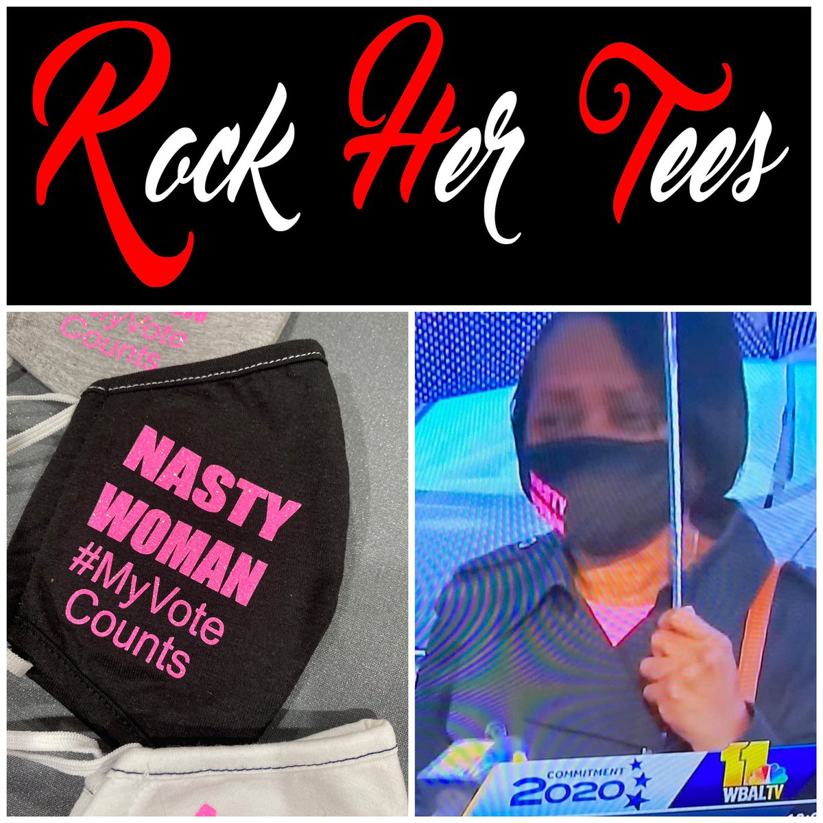 rockhertees's tweet photo. My customs made the news today rocking her custom face masks by @rockhertees https://t.co/mM0BiyNNxL