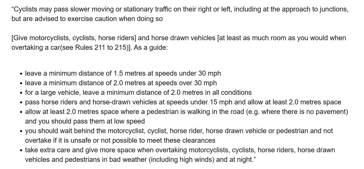 Another big change is to Rule 163 on overtaking which not only makes it clear that cyclists can overtake on the left, but establishes some guidance on how much space to give cyclists and other road users when passing.