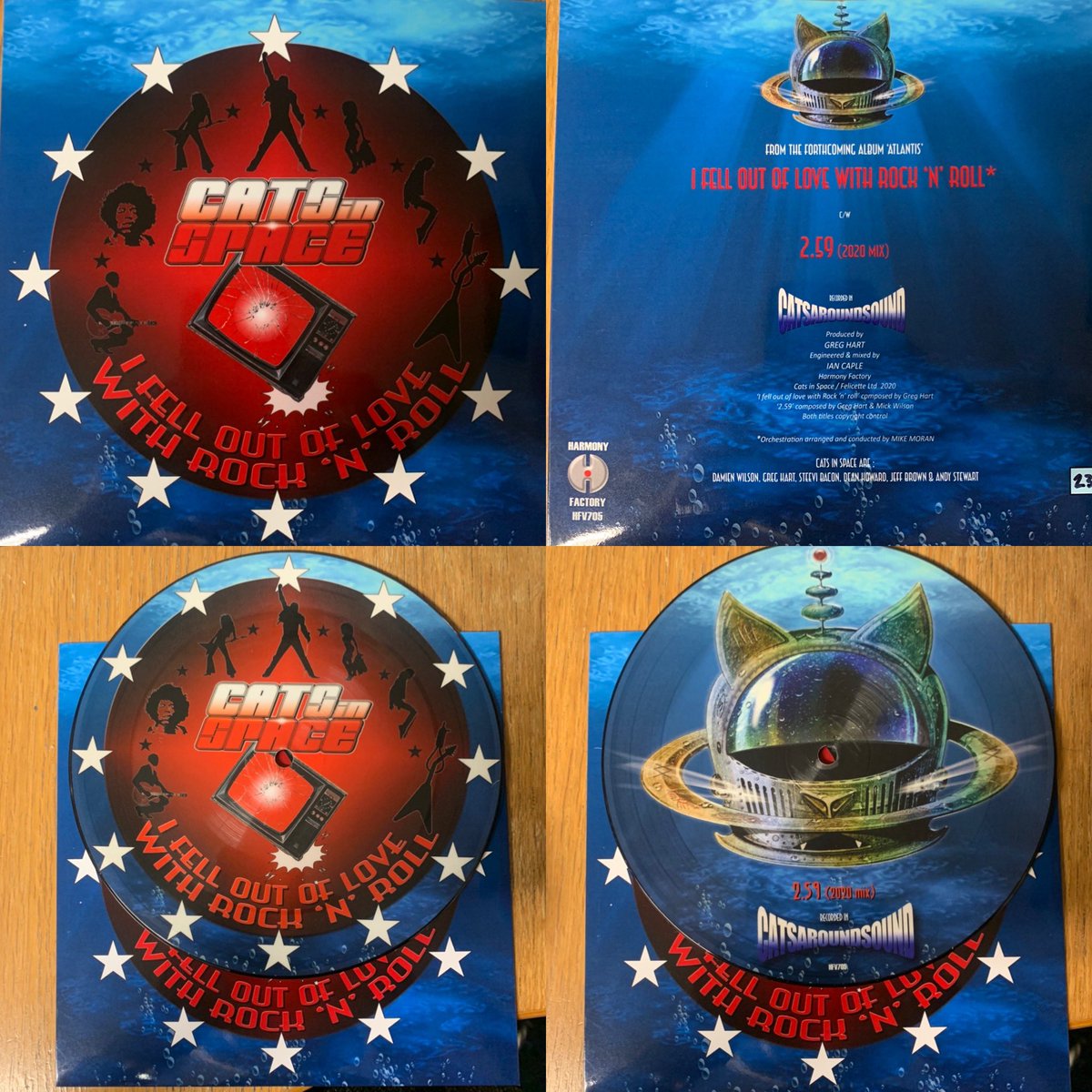 FeeebsC's tweet image. Things of beauty - the amazing new #ifelloutoflovewithrocknroll 7” #picturedisc and #promocd from @CATSinSPACEband @Damienedwards - fabulous track too - along with #twofiftynine and #revolution 😻🚀👏🏻👏🏻 #yeahyeahyeah #atlantisiscoming #rockband #nwocr #bandmerch