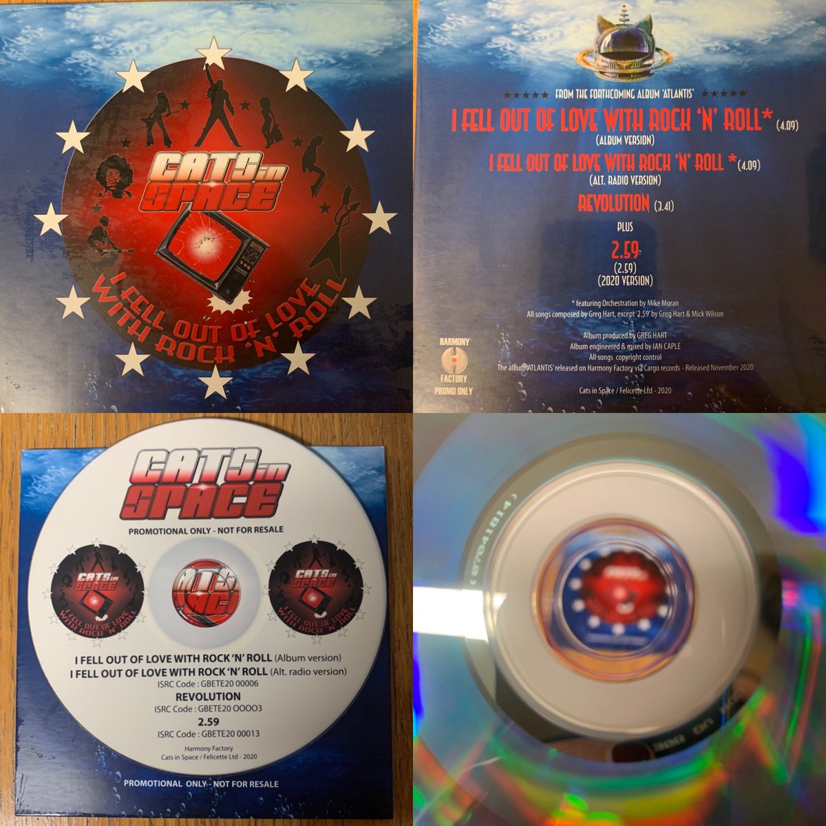 FeeebsC's tweet image. Things of beauty - the amazing new #ifelloutoflovewithrocknroll 7” #picturedisc and #promocd from @CATSinSPACEband @Damienedwards - fabulous track too - along with #twofiftynine and #revolution 😻🚀👏🏻👏🏻 #yeahyeahyeah #atlantisiscoming #rockband #nwocr #bandmerch