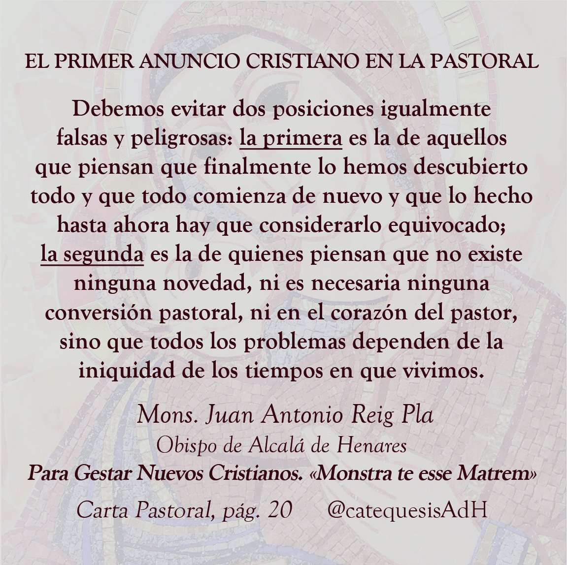 Dos #posicionesfalsasypeligrosas #comenzardenuevo #todoequivocado #nadanuevo #conversiónpastoral #conversióndelcorazón #ReigPla #ObispoComplutense #CartaPastoral