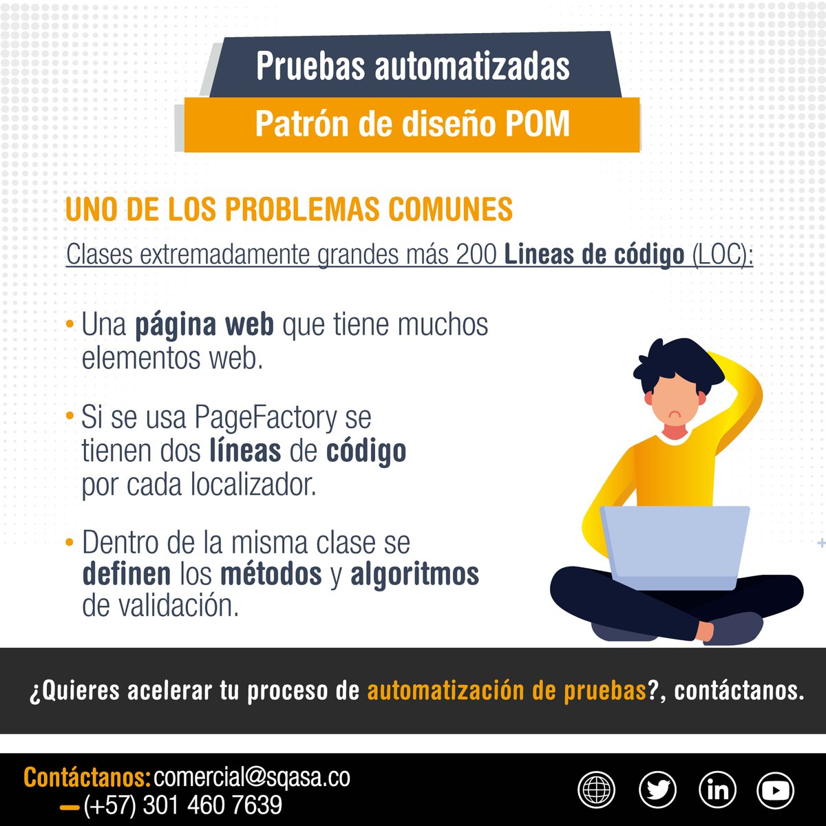 SQA_SA's tweet image. Recuerda que las pruebas automatizadas requieren un patrón de diseño⚙️
Aquí te explicamos más sobre el POM (Page Object Model) 💡
#sqa #testing #pageobjectmodel #patronesdediseño #software #tester #programar