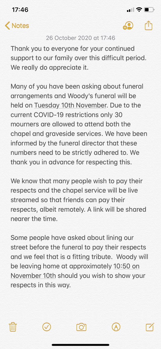 anthonyhall1987's tweet image. #RIPWOODY33 
Woody’s funeral details 💙
