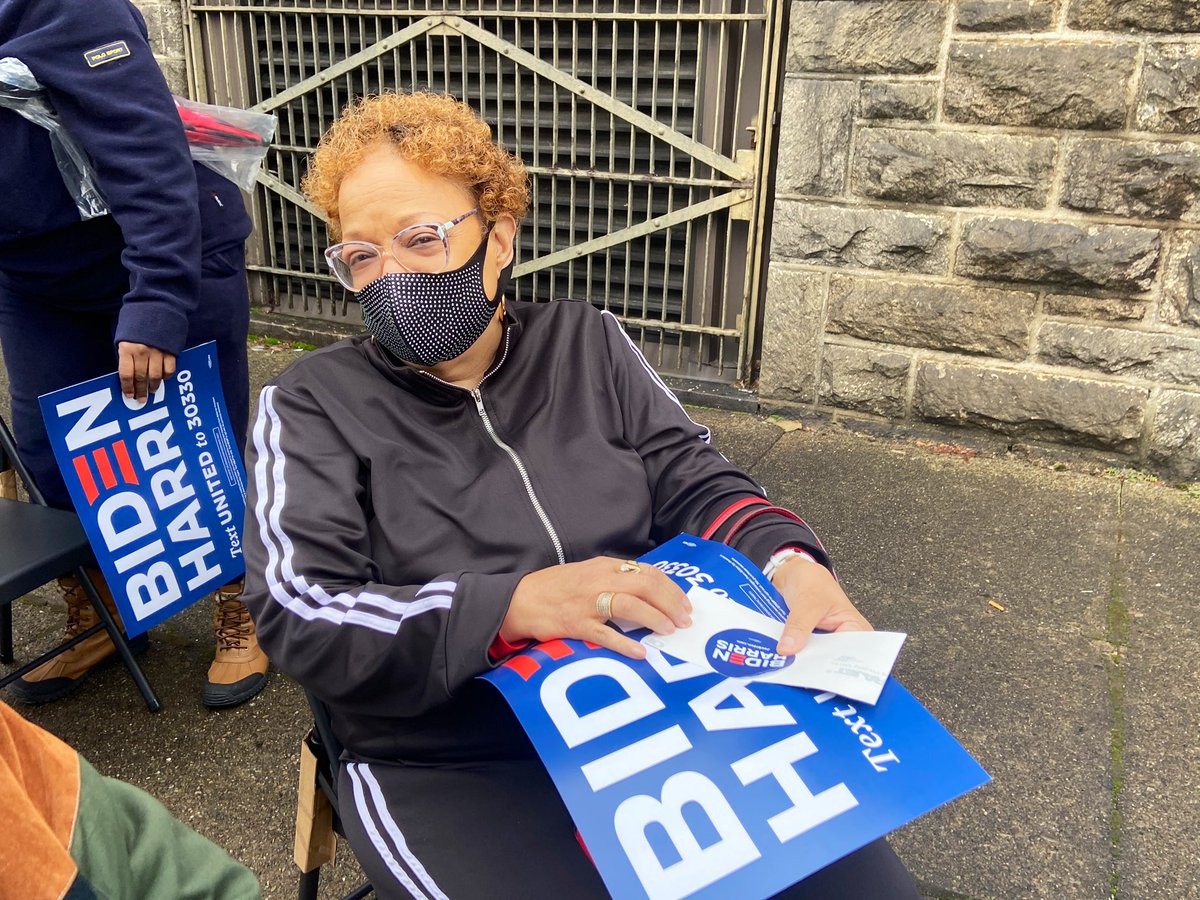 Deborah Ryles, 72, of University City, brought two of her neighbors to vote with her today. "My ancestors had to fight to vote," she said. She's submitting a mail-in ballot today, she said, "so that my vote will count."