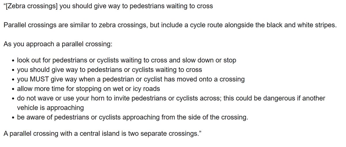 The proposed changes to Rule 195 establish cyclist priority on parallel crossings, effectively making them equivalent to zebra crossings. This is pretty important for making these work.