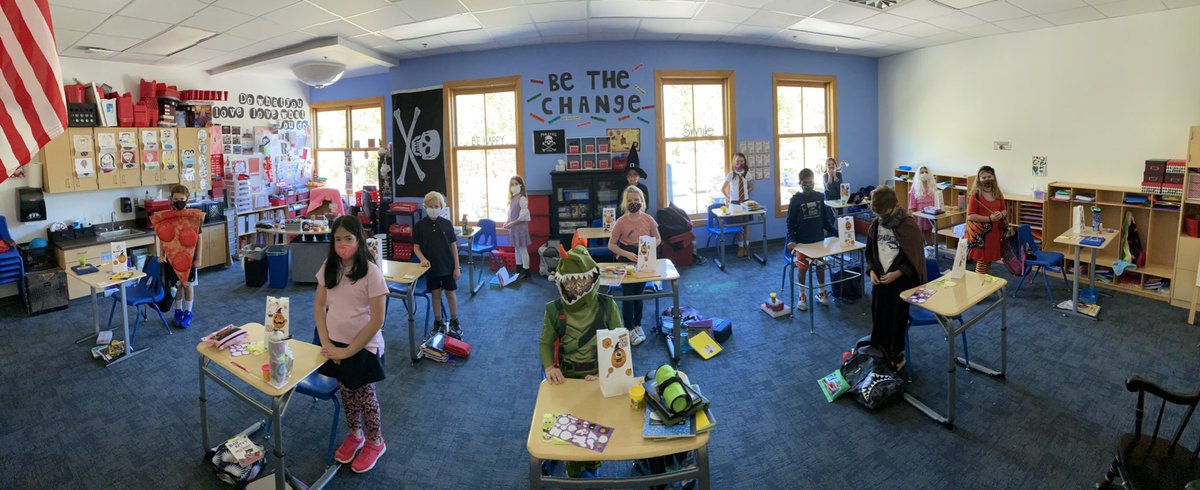 RuesCrew's tweet photo. Day 1 of Book Character Day! We managed to get a whole group photo 🤪🎃 @PLPLowerSchool #plppride https://t.co/fMyqYncggB