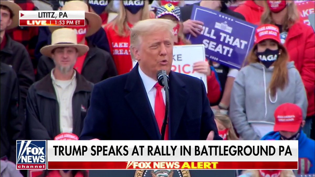 FaulknerFocus's tweet image. LIVE NOW on #OutnumberedOT President Trump Speaks at Rally in Lititz , his second stop of three today, in Battleground PA.
