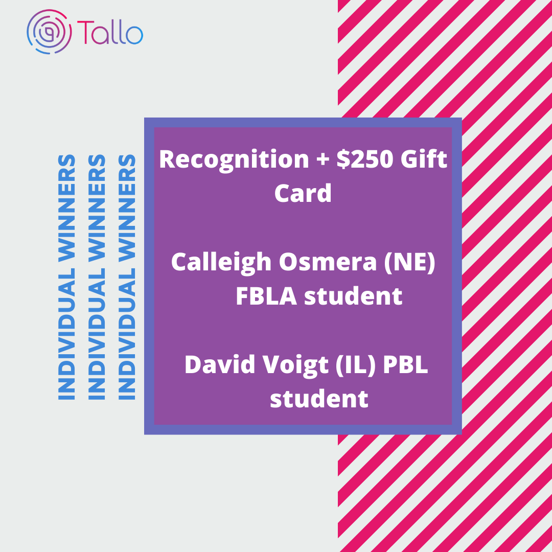 FBLA_National's tweet photo. Congratulations to all winners of the Tallo New User Campaign! Way to go! https://t.co/C82F1hwNmB