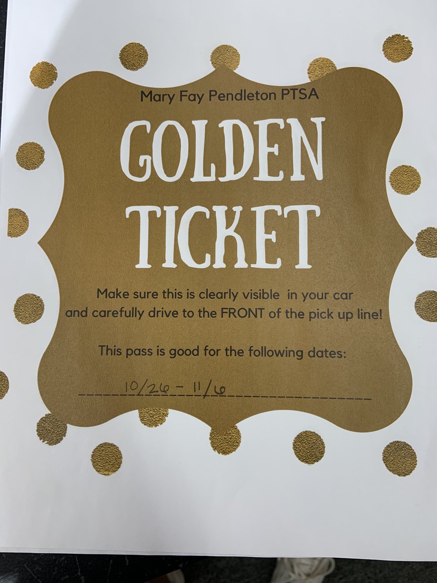 Did you know that when you join our PTSA, you are entered into a drawing for a GOLDEN TICKET front of the pick-up line pass ? Join today! #MFPPTSA #TheMaryFayWay