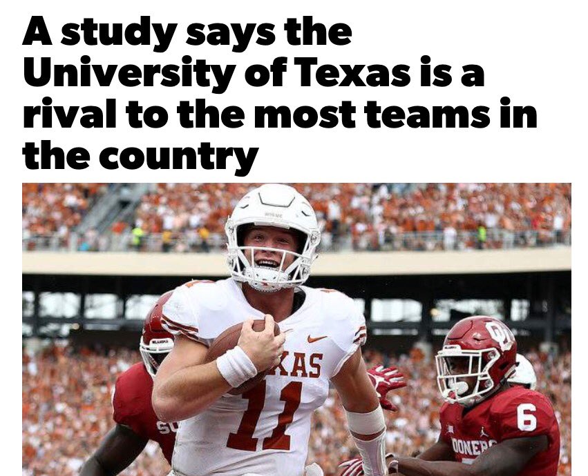 CoachBC_'s tweet photo. "Texas has 11 different teams identifying them as a rival, by far the most in the country.” 😌🤘🏾

Every Saturday when Texas plays it’s someone else’s #SuperBowl🏈

#ThatsPreshaaa 💪🏾😤 https://t.co/Zizn6KZYUc