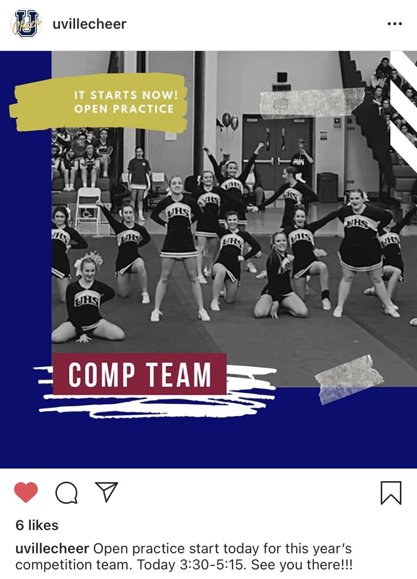 uvillecheer's tweet photo. Open practice for the Competition team starts today!! 📣 https://t.co/mGngftL4Ga