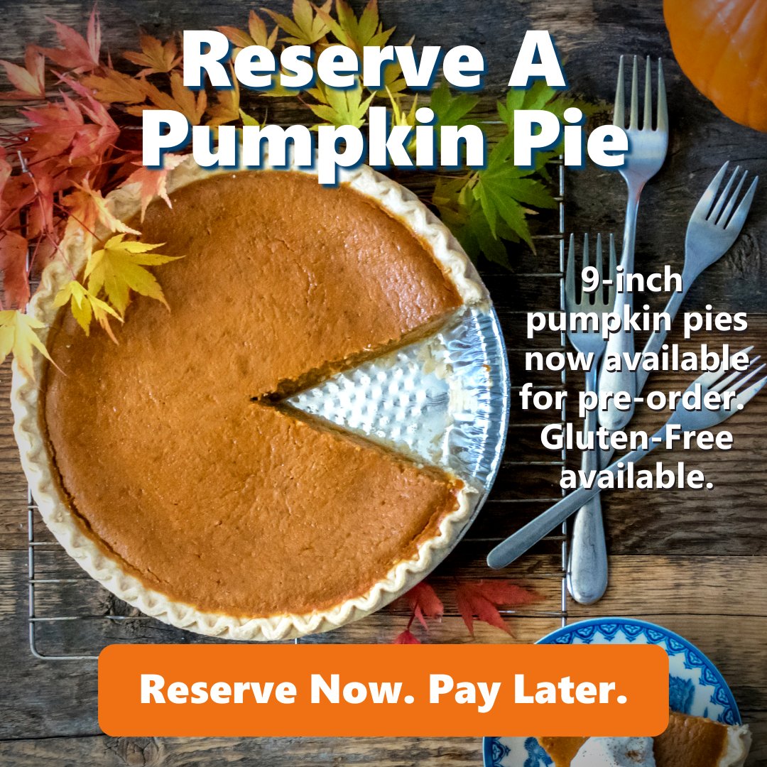 LifeSourceFoods's tweet photo. Happy  National Pumpkin Day! 

We're now taking reservations for our delicious, freshly baked pumpkin pies. 

Pre-order now. Pay later.

https://t.co/kRNy4qmMsc

#pumpkinpie #thanksgivingpies https://t.co/nIqO0J2UsL