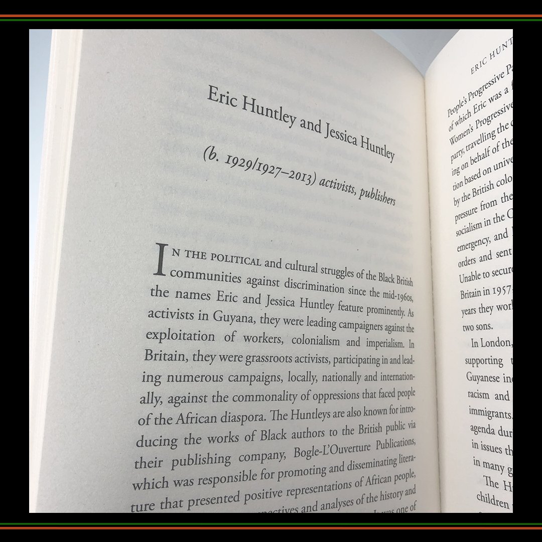 fhalmarchives's tweet photo. FHALMA's Eric and Jessica Huntley are rightly memorialised by @ppvernon and Angelina Osborne's book 100 Great Black Britons - A celebration of the lives, stories and contributions of Black British communities. See pages 212-4 #BlackHistoryMonth #BLM #Blackauthors #FHALMA #BHM https://t.co/EgNUWTkygm