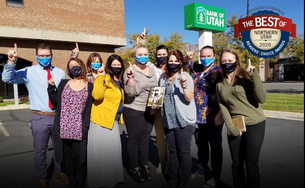 BankofUtah's tweet photo. Bank of Utah was voted Northern Utah's Best Bank in Standard-Examiner's 2020 Readers' Choice Awards. Thanks to all for turning to us for your banking needs. A special thanks to a long-time customers who came in to personally congratulate us. #banklocal #bankers4good #utahlocal https://t.co/AS3FIWXYtO